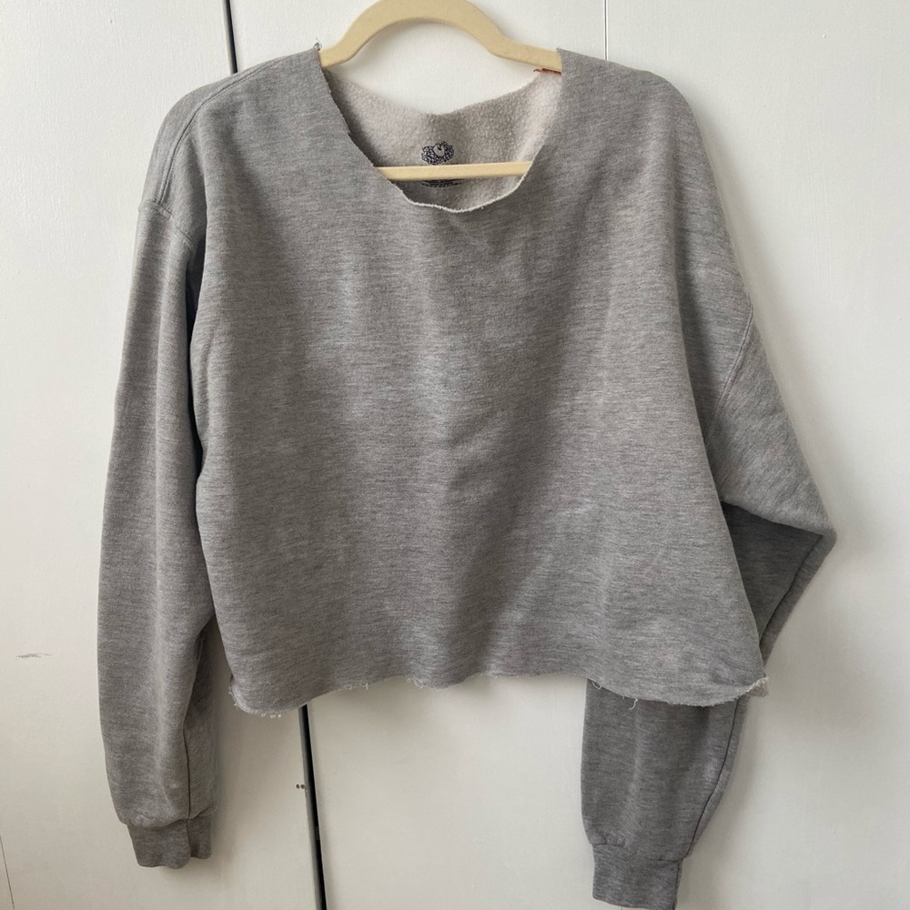 cropped and open neck sweatshirt